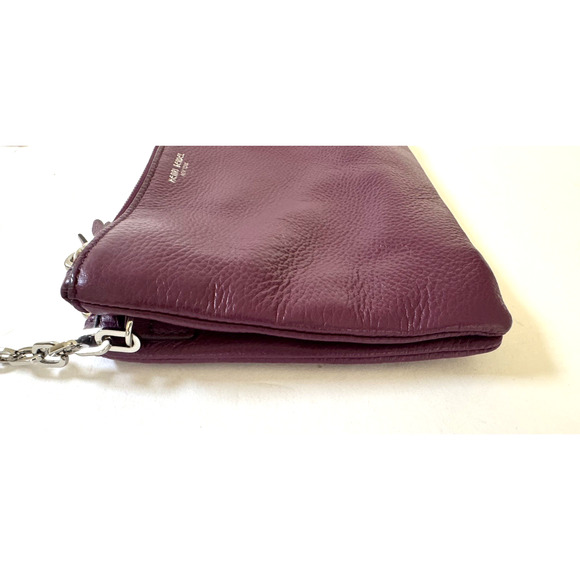 Henri Bendel Crossbody Bag Purple Leather Top Zip Dividers Chain-Link Strap - Picture 8 of 14